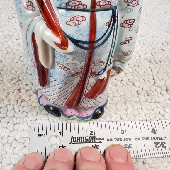 Chinese Famille Rose Porcelain Fu Lu Shou Figurine FU God Of Good Fortune 6.5" - Picture 13 of 15